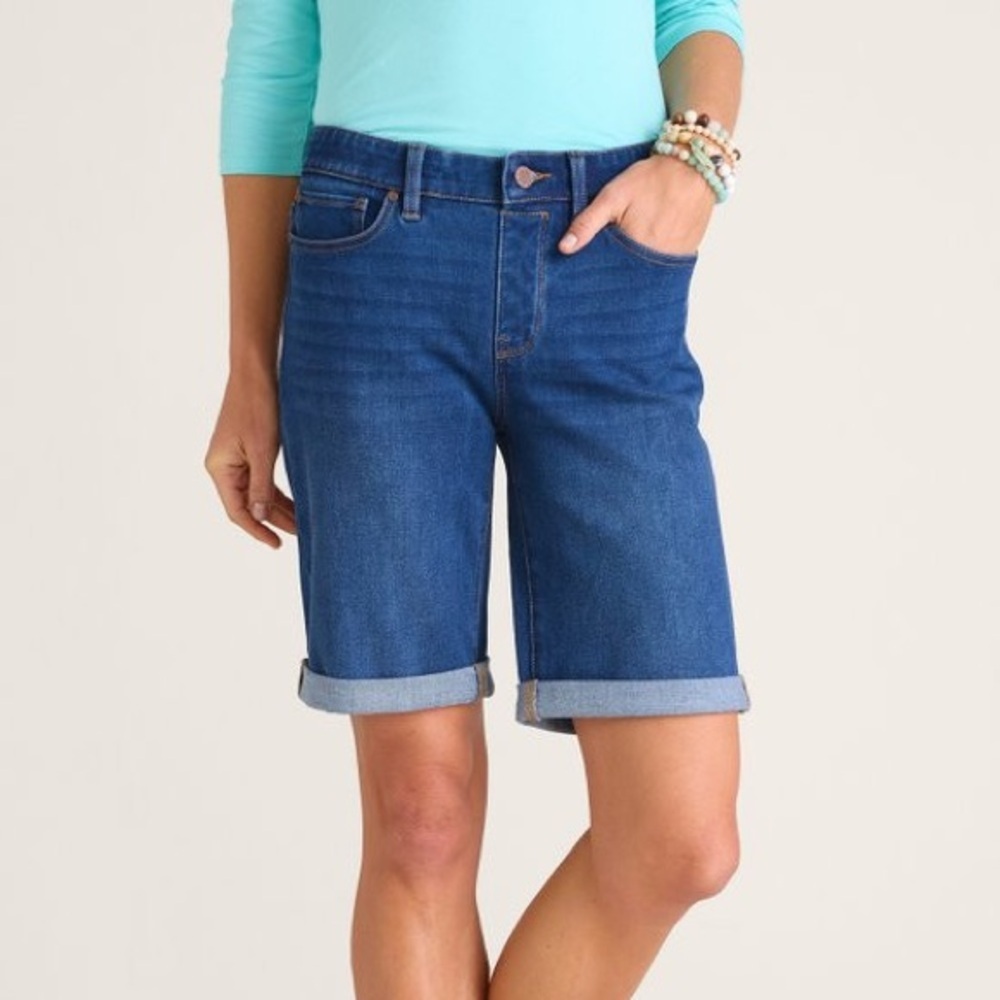 Soft Surroundings Women's Medium The Ultimate Denim Pull On Relaxed Shorts River
